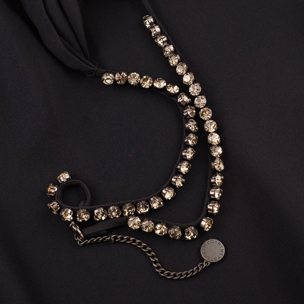 Stella McCartney Plunge Crystal Halterneck Floor-Length Maxi Dress, Black, IT 40 - Picture 9 of 13